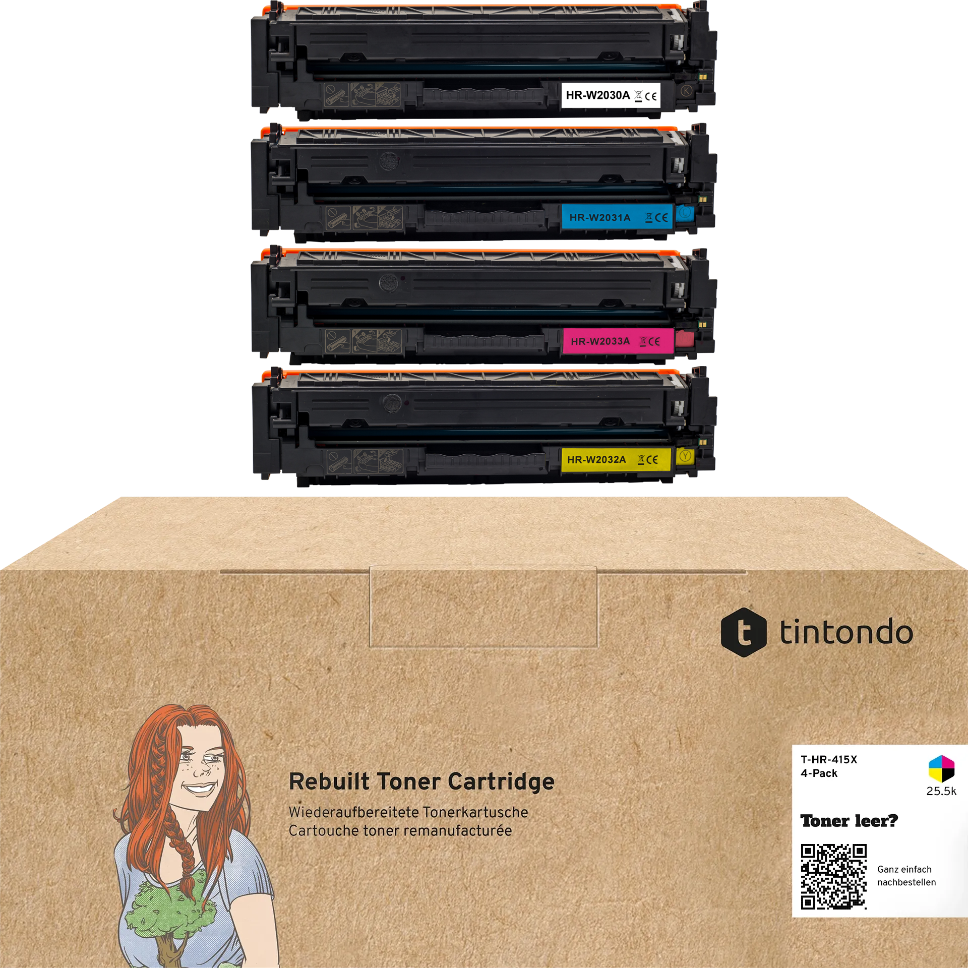 Rebuilt Toner für HP W2030X W2031X W2032X W2033X 415X BKCMY 4er Set