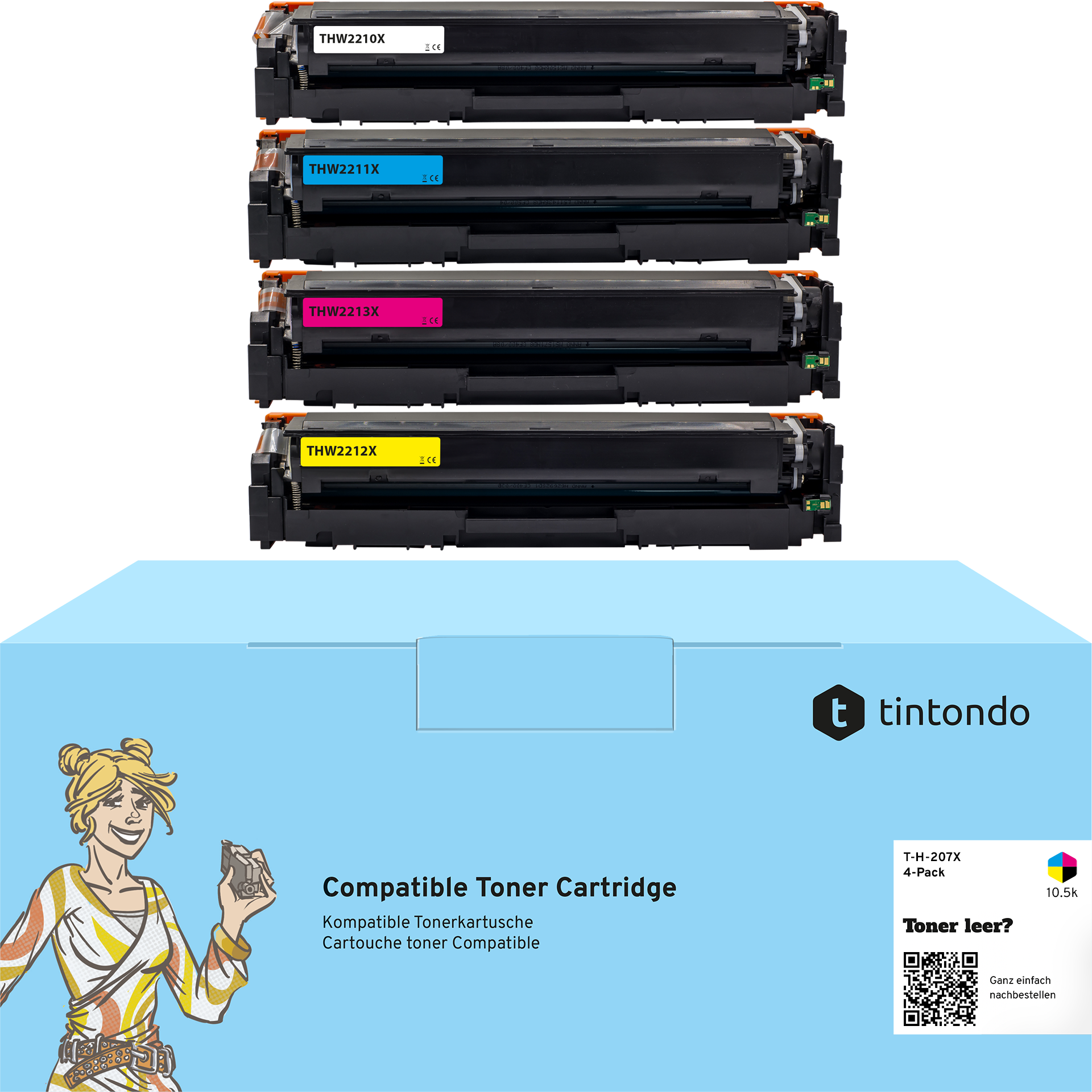 Toner kompatibel für HP Color LaserJet Pro MFP M283fdw W2210X W2211X W2212X W2213X BKCMY 4er Set