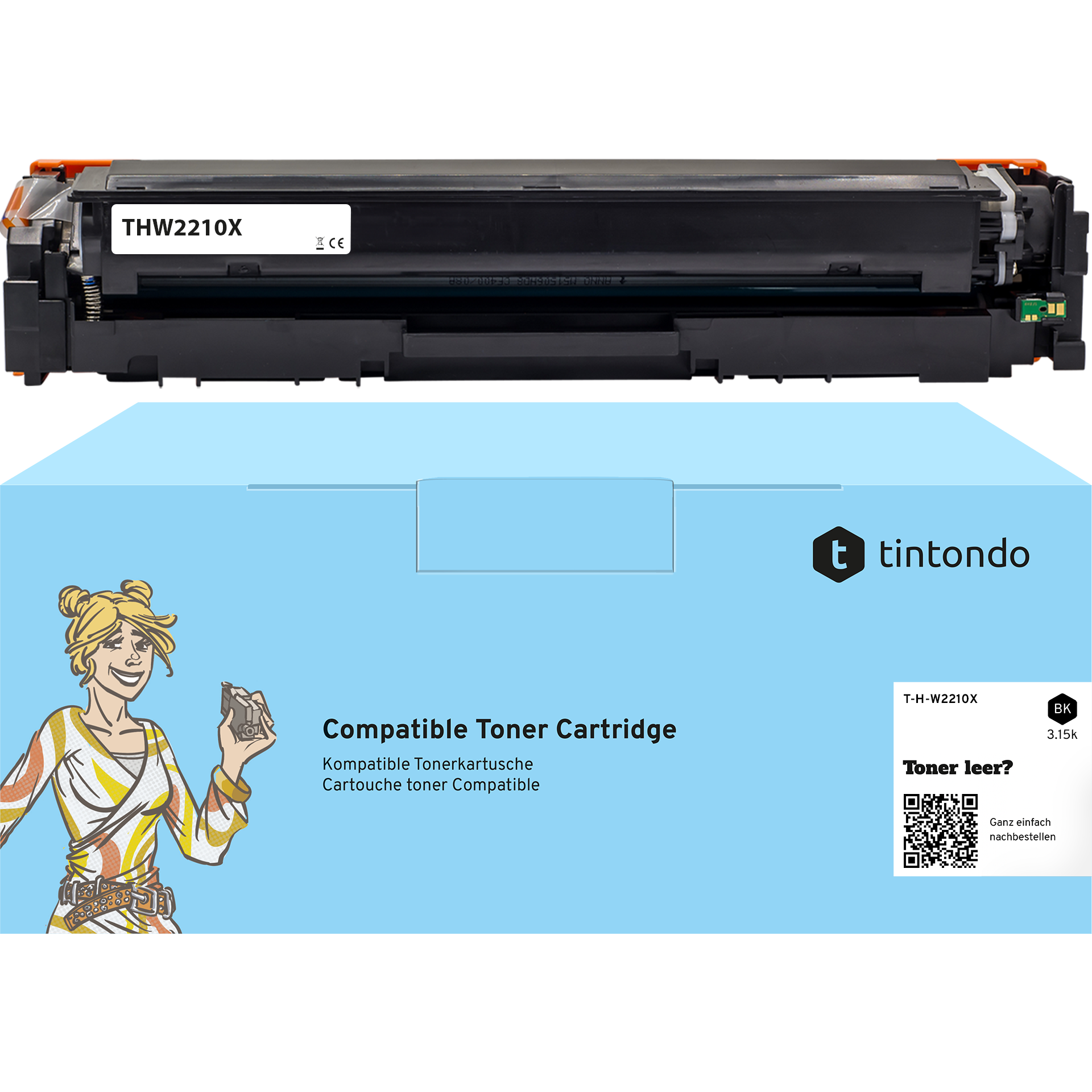 Toner kompatibel für HP Color LaserJet Pro MFP M283fdw W2210X 207X Schwarz