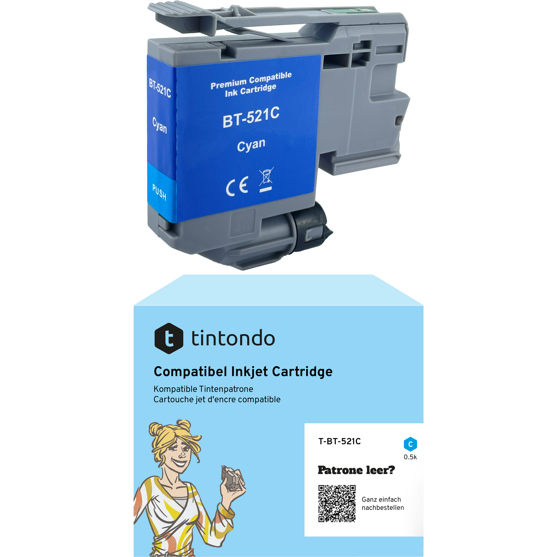 Druckerpatrone kompatibel für Brother LC-521 Cyan