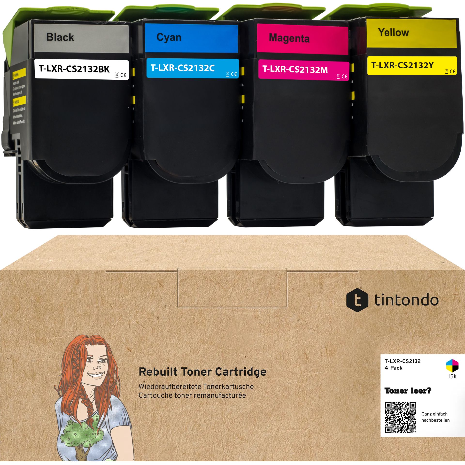 Rebuilt Toner für Lexmark C2132 XC2130 XC2132 24B6011 24B6012 24B6013 24B6014 CMYK 4er Set