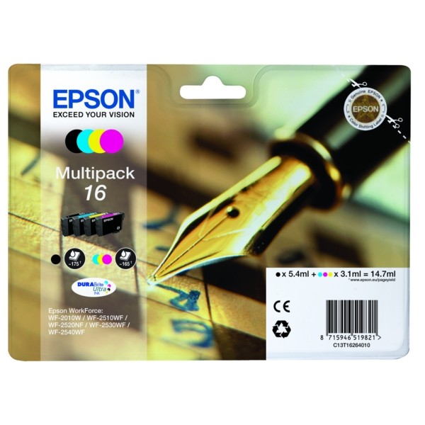 Original Tintenpatronen Epson T16 Multipack BK/C/M/Y (C13T16264012)
