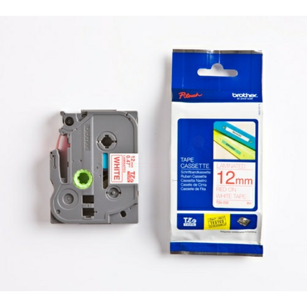 Original Schriftbandkassette Brother TZE-232 rot auf weiß (12mm x 8m) 