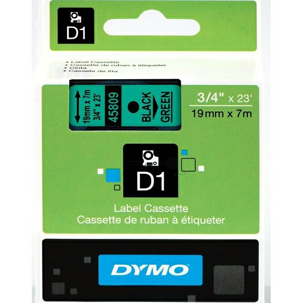 Original Etikettenrolle Dymo S0720890 schwarz auf grün (19mm x 7m)