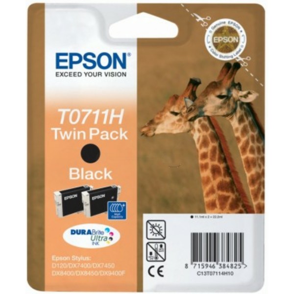 Original Tintenpatronen Epson T0711H Doppelpack schwarz (C13T07114H10)