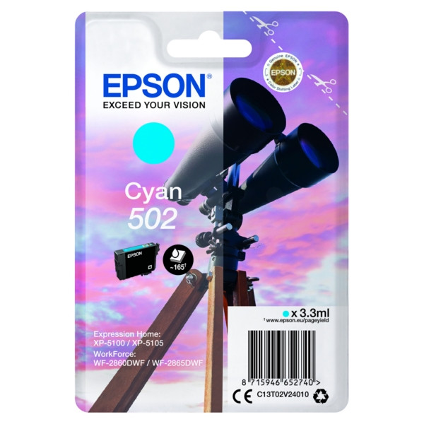 Original Tintenpatrone Epson 502 cyan (C13T02V24010)
