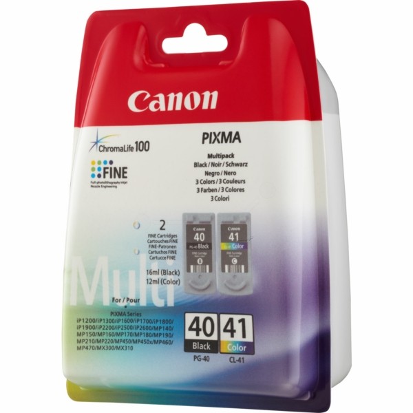 Original Druckerpatronen Canon PG-40 + CL-41 Multipack schwarz und farbig (0615B043)