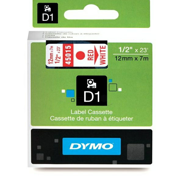 Original Etikettenrolle Dymo S0720550 rot auf weiß (12mm x 7m) 
