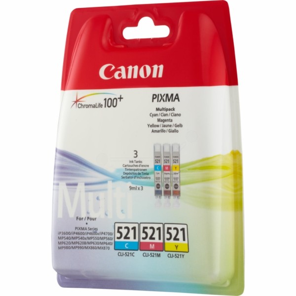 Original Tintenpatronen Canon CLI-521 Multipack C/M/Y (2934B010)