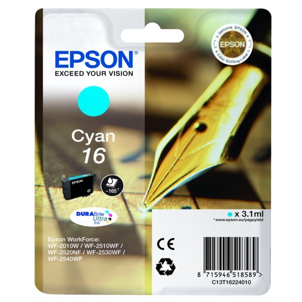 Original Tintenpatrone Epson T16 cyan (C13T16224012)